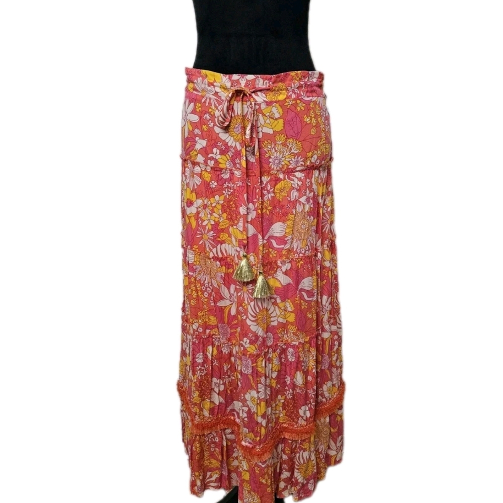 Floral Maxi Skirt in Orange mutlicolor-Size Medium - Picture 1 of 16